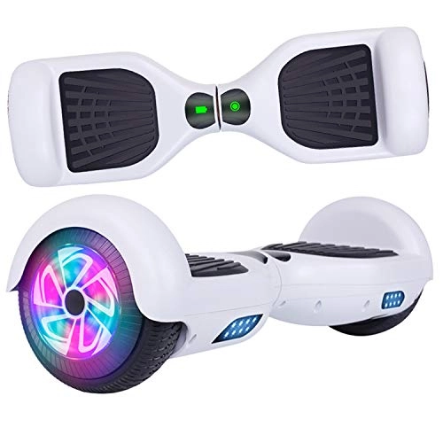Self Balancing Segway : SISGAD 6.5 Inch Hoverboards, Self Balancing Scooter Hoverboards with Powerful Motors Built in Bluetooth LED Light Swegway 2 Wheel Smart Scooter Gift for Children and Teenagers (white-no bluetooth)