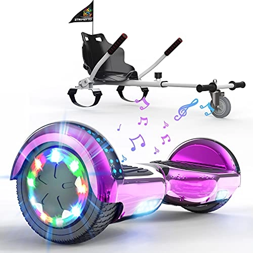 Self Balancing Segway : SOUTHERN-WOLF Hoverboard go Kart, Self Balance Scooter with Hoverkart 6.5 Inches Hoverboards for kids LED with Lights and Bluetooth Speaker Best Gifts for Kids Self Balancing Scooter 6.5"(Rose red)