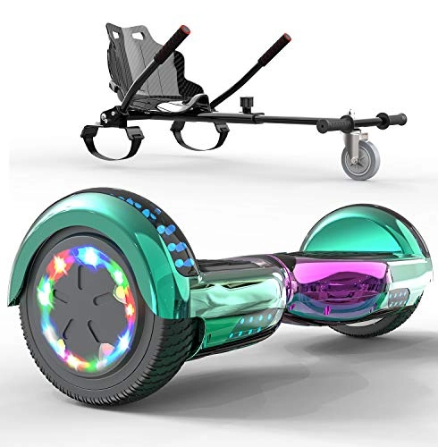 Self Balancing Segway : SOUTHERN WOLF Hoverboards and Kart Bundle, 6.5 Inch Self Balancing Scoote, Bluetooth Speaker and Wheel LED Lights Hoverboards for kids, with Go-kart Seat Best Gift for Children and Teenagers