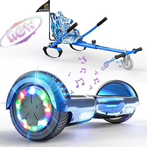 Self Balancing Segway : SOUTHERN-WOLF Hoverboards go Kart , Self Balance Scooter with Hoverkart 6.5 Inches Hoverboards for kids LED with Lights and Bluetooth Speaker Best Gifts for Kids (blue-army blue)