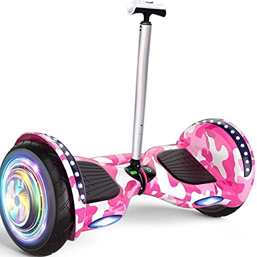Self Balancing Segway : The Hoverboard smart self-balancing electric scooter with colorful LED wheel lights and handlebars is light and powerful, suitable for children and adults, Pink