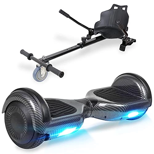 Self Balancing Segway : TOEU Hoverboard Go Kart Bundle, 6.5" Segway with Hoverkart, Built-in Bluetooth & Colorful LED Lights, Balance Board for Kids Gift, Black