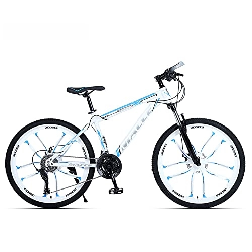 26 pouces Vélo de montagne pour adulte homme femme vélo VTT 21/24/27  Vitesses Cadre en acier au carbone léger avec suspension avant,Bleu,21 speed