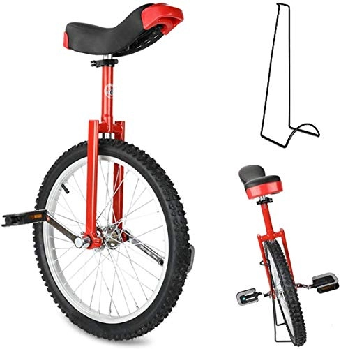 Monocycles : 16 / 18 / 20 / 24"Roue Trainer Monocycle Hauteur Réglable Skidproof Mountain Tire Balance Cycling Exercise, with Monocycle Stand, Wheel Monocycle, Red, 20inch