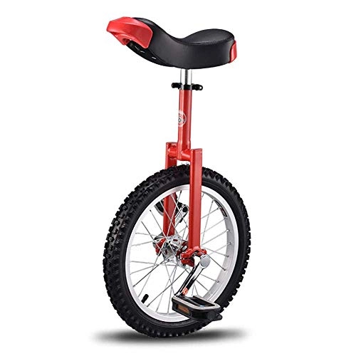 Monocycles : aedouqhr 16 Pouces pour débutant / Adolescent, avec Roue de Pneu en butyle étanche, Scooter d'équilibre pour Fitness / Exercice / Montagne (Couleur : Rouge)