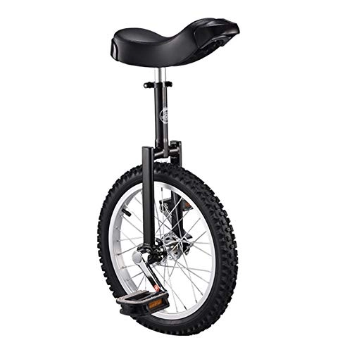 Monocycles : AHAI YU Entraîneurs Drapeaux Hauteur Taille Réglable, Vélo à vélo pour Enfants / Adultes, avec Selle de Sortie Confortable siège et Stand (Color : Black, Size : 16INCH)