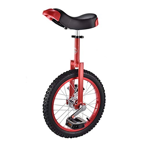 Monocycles : AHAI YU Vélo de monocycle de Roue antidérapante 16 Pouces pour Adolescents, Pneu de Montagne Cyclisme à vélo à vélo d'équilibrage de l'équilibre d'exercice, vélo de siège réglable (Color : Red)