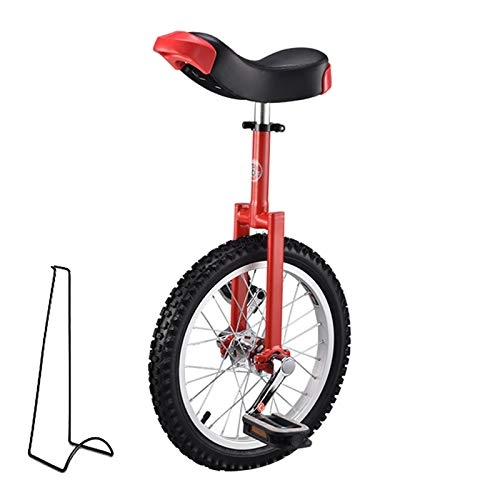 Monocycles : AHAI YU Vélo de monocycle pour débutants / Professionnels, Enfants / Adultes / Adolescents vélo d'exercice en Plein air, avec Stand, Pneu dérapable, Jante en Alliage (Color : Red, Size : 16INCH)