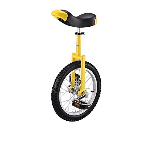 Monocycles : Formateur monocycle Pneus de Roue monocycle Simple Roue Roue de vélo monocycle à Haute résistance Acier au manganèse Fourche Siège réglable en Alliage d'aluminium Yellow-16 inch