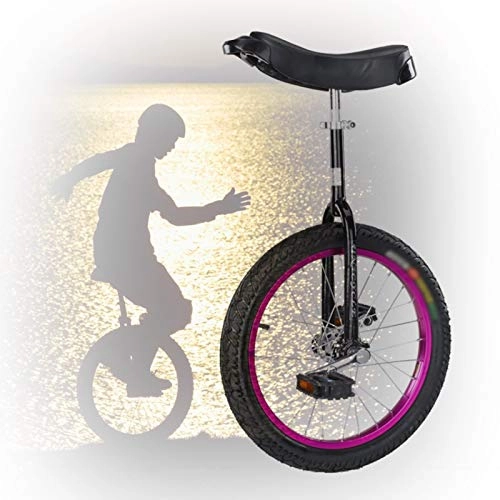 Monocycles : GAOYUY Monocycle 16 / 18 / 20 / 24 Pouces, Cadre en Acier Au Manganèse Solide Monocycle Freestyle for Les Enfants Adultes Débutants Facile À Assembler (Color : Purple, Size : 18 inch)
