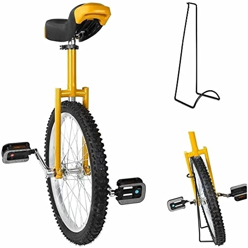 Monocycles : HH-CC Monocycle Wheel Trainer Monocycle Réglable en Hauteur Antidérapant Mountain Tire Balance Exercice de Cyclisme, avec Support de Monocycle, Roue Monocycle, Yellow, 20Inch Monocycle, 18in
