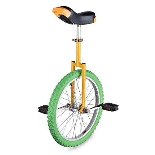 Monocycles : HH-CC Vélo d'exercice de siège réglable de monocycle extérieur de Roue de 20 Pouces pour des Adultes Enfants des Sports de Plein air Exercice de Forme Physique Jaune Vert, 20in