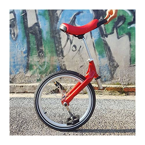 Monocycles : JFF Monocycle 20 Pouces, monocycle extérieur réglable Rouge Froid vélo à Roues antidérapant Pneu vélo Hauteur réglable Alliage Jante vélo