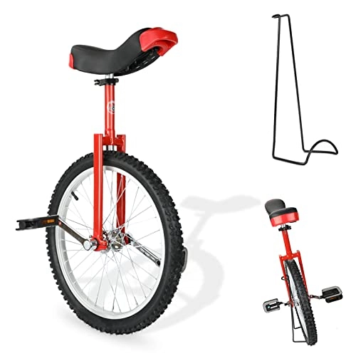 Monocycles : KAKASA Monocycle 20 pouces Monocycle Vélo Monocycle réglable en hauteur Jante en aluminium avec support de rangement stable Équilibre Cyclisme Fitness pour Mixte Adulte, Débutant, Trainer (Rouge)