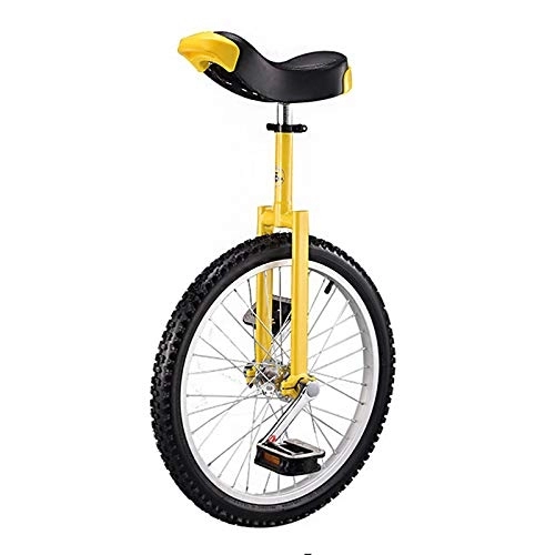 Monocycles : Monocycle 20 / 24 Pouces pour Les Adultes, Monocycle 16 / 18 Pouces pour Les Grands Enfants, Uni Cycle Balance Exercise Fun Bike Scooter Circus, Siège Réglable, Charge 150Kg, Jaune, 24in