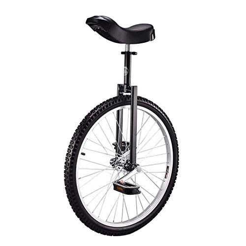 Monocycles : Monocycle De Roue Noir 24" / 20" / 18" / 16" pour Enfants / Adultes, Vélos D'Équilibre avec Siège Réglable Et Pédale Antidérapante, À Partir De 9 Ans (Couleur : Noir, Taille : Roue De 24 Pouces) Durable