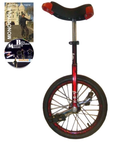 Monocycles : Monocycle Dodo 16 pouces (40cm) ROUGE pour les enfants partir de 7 ans + DVD offert