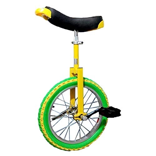 Monocycles : Monocycle, EntraîNeur de Roue D'Exercice de Cyclisme D'éQuilibre D'Acrobatie Pivotante à 360 DegréS, Selle Ergonomique ProfiléE RéGlable Pour les DéButants / 18 inches / jaune