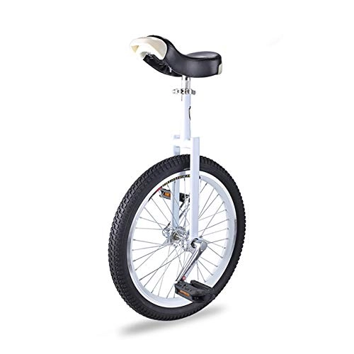 Monocycles : QWEASDF 16", 18", 20" Kid's / Adulte Formateur Monocycle Hauteur Réglable Anti-dérapant Butyl Montagne Pneu Équilibre Cyclisme Exercice Vélo Bike, Blanc, 18