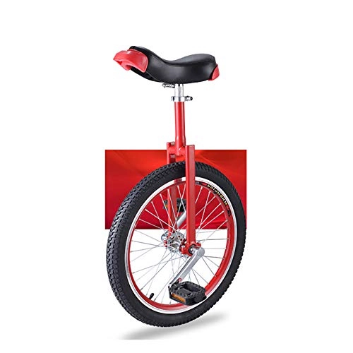Monocycles : QWEASDF Monocycle 16", 18", 20" Kid's / Adulte Formateur Monocycle Hauteur Réglable Anti-dérapant Butyl Montagne Pneu Équilibre Cyclisme Exercice Vélo Bike, Rouge, 20＂