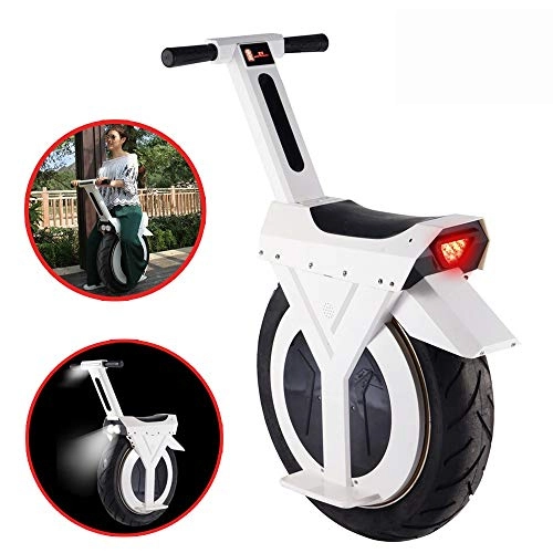 Monocycles : SJAPEX Monocycle lectrique Moto pour Adultes, 500W Intelligente d'quilibre Scooter lectrique Une Roue avec Un Seul Gros Pneu 17", Self Balancing Electric Unicycle, Noir / Blanc, 30km