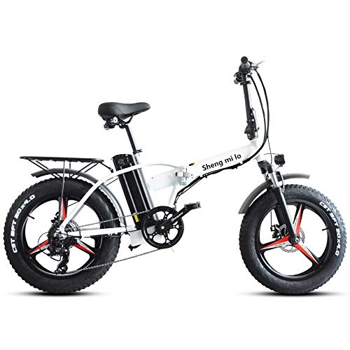 Monocycles : Skyzzie Vélos Vélo Électrique 20" Vélos Pliants Vélos de Ville, E-Bike Pliant avec 7 Vitesses Moteur 500W Batterie au Lithium 48V 15Ah, Fat Bike, avec Pédales, Pneus Tout Terrain, Noir / Blanc