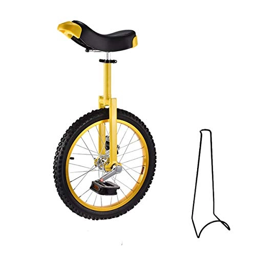 Monocycles : Unicycle Monocycle pour enfant 16 pouces 18 pouces - Hauteur réglable - Avec béquille et outils de montage - Charge maximale : 150 kg (jaune, 16 pouces)