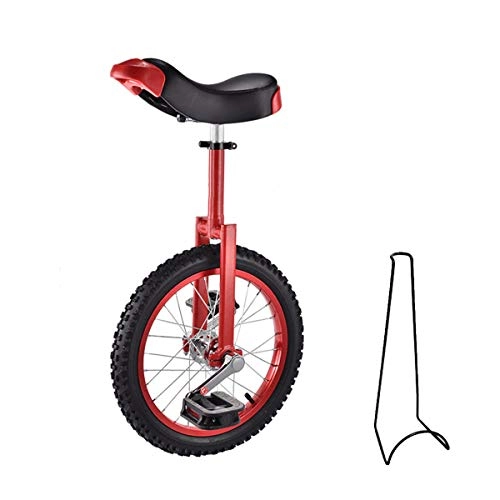 Monocycles : Unicycle Monocycle pour enfant 16 pouces 18 pouces - Hauteur réglable - Avec béquille et outils de montage - Charge maximale : 150 kg (rouge, 16 pouces)
