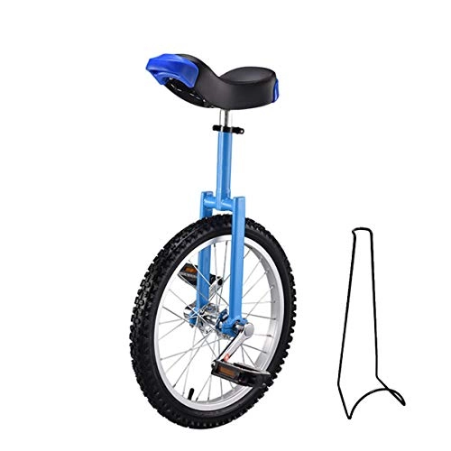 Monocycles : Unicycle Monocycle Vélo pour enfant réglable en hauteur 16 pouces 18 pouces 20 pouces avec béquille et outils de montage Charge maximale 150 kg (bleu, 16 pouces)