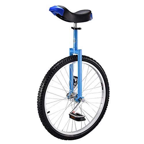 Monocycles : Vélos Monocycle Antidérapant Formateurs Monocycles Réglable en Hauteur, pour Enfants / Adultes, avec Confortable Libérez Le Siège et Le Support de Selle (Color : Blue, Size : 24inch)