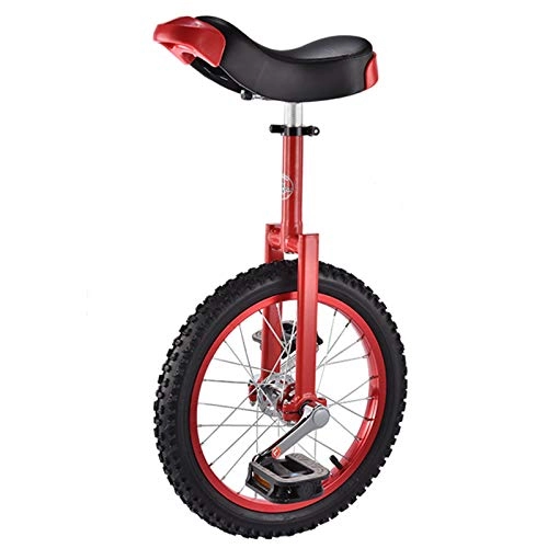 Monocycles : Vélos Monocycle Antidérapant Monocycle à Roues 16" pour Enfants / Adultes Courts / Adolescents, Extérieur des Sports Exercice Monocycle D'équitation, à Siège Réglable (Color : Red)