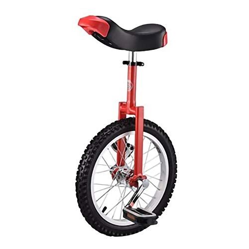 Monocycles : YYLL 16 / 18 / 20 Pouces Roue monocycle avec Seat Comfort Selle, dérapantes Butyl pneus Cadre en Acier Rouge vélo à vélo monocycle (Color : Red, Size : 16Inch)