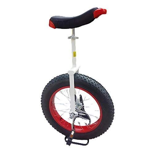 Monocycles : YYLL 20 / 24 Pouces Roue monocycle avec siège réglable for l'équilibre du vélo Exercice Simple Roue Enfant Adulte monocycle (Rouge et Blanc) (Color : with Parking Rack, Size : 20Inch)