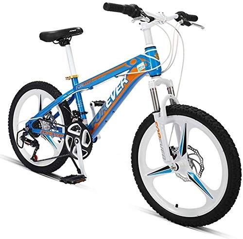 Vélos de montagnes : 20 pouces enfants Mountain Bikes, 24x haute teneur en carbone en acier Hardtail tout terrain Vélo de montagne, Mountain Trail vélo avec double disque de frein, (Color : Blue)