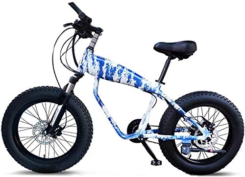 Vélos de montagnes : 20 pouces Mountain Bikes, 30 vitesses à surmultipliée Fat Tire bicyclette, garçons Femmes Cadre Aluminium Semi-rigide VTT avec suspension avant, Bleu (Color : Blue)