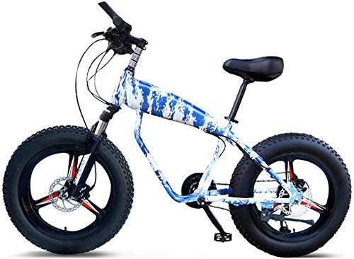 Vélos de montagnes : 20 pouces Mountain Bikes, 30 vitesses à surmultipliée Fat Tire bicyclette, garçons Femmes Cadre Aluminium Semi-rigide VTT avec suspension avant, (Color : Blue)