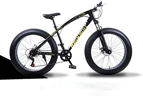 Vélos de montagnes : 24 pouces Fat Tire Hardtail VTT, Adulte Vélo de montagne, Cadre de double suspension et fourche à suspension tout terrain Vélo de montagne, (Color : Black spoke)
