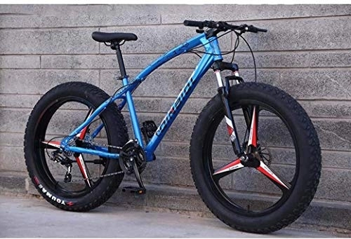 Vélos de montagnes : 24 pouces Fat Tire Hardtail VTT, Adulte Vélo de montagne, Cadre de double suspension et fourche à suspension tout terrain Vélo de montagne, (Color : Blue 3 impeller)