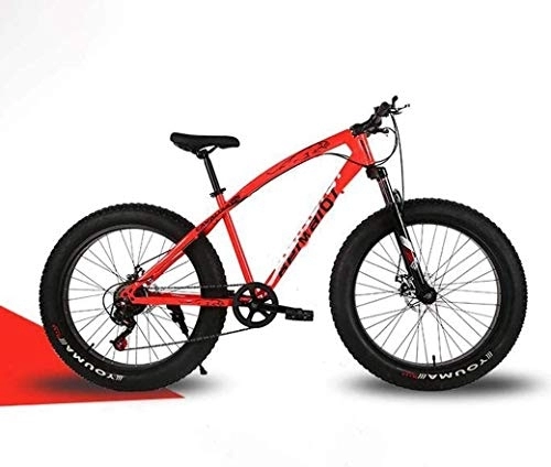 Vélos de montagnes : 24 pouces Fat Tire Hardtail VTT, Adulte Vélo de montagne, Cadre de double suspension et fourche à suspension tout terrain Vélo de montagne, (Color : Red spoke)