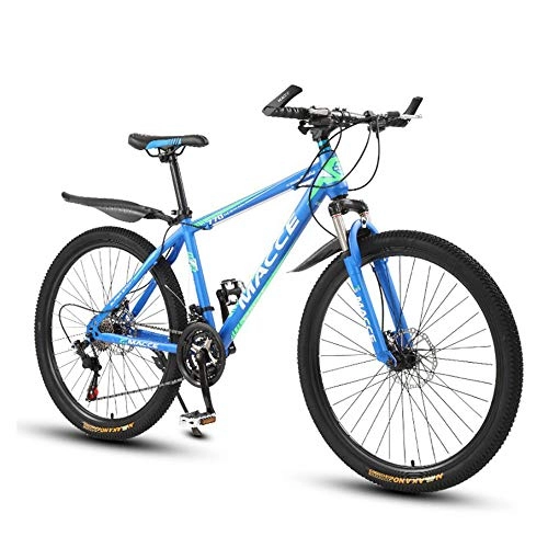 Vélos de montagnes : 26 Pouces Vélo VTT pour Les Hommes Et Les Femmes, Vélo avec des Freins À Disque, Cadre en Acier Au Carbone, Bleu, 24 Speed