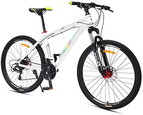 Vélos de montagnes : 27-Speed ​​Mountain Bikes, Suspension avant Hardtail VTT, Adulte Femmes Hommes tout terrain vélo avec double disque de frein, rouge (Color : White)