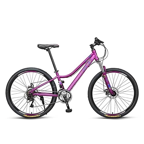 Vélos de montagnes : Bananaww VTT Vélo Tout Terrain 26 Pouces, avec Cadre en Acier à Haute Teneur en Carbone, 24 / 27 Vitesses, Hardtail, Freins Disc, Convient à partir de 140-170 cm - Rose / Violet