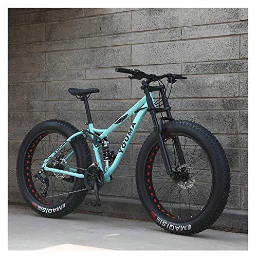 Vélos de montagnes : BCX Vélos de montagne de 26 pouces, vélo de montagne pour adulte Fat Boys Girls, vélo à double disque de frein, cadre en acier à haute teneur en carbone, vélos antidérapants, bleu, 24 vitesses, Bleu, 2