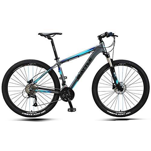 Vélos de montagnes : BCX Vélos de montagne de 27, 5 pouces, vélos de montagne semi-rigides pour hommes adultes, vélo de montagne à cadre en aluminium à double frein à disque, siège réglable, bleu, 27 vitesses