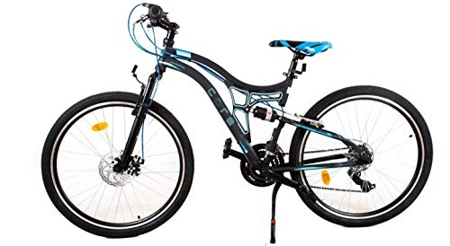Vélos de montagnes : BDW VTT Core 24" - Suspension complète - 21 vitesses - Frein à disque - Pour garçon et fille - Bleu