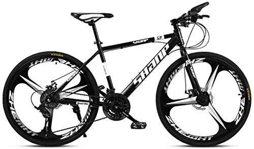 Vélos de montagnes : BECCYYLY Vélo de Montagne VTT, 24 / 26 Pouces Double Frein à Disque, Adulte VTT Pays Gearshift Vélo, VTT Semi-Rigide avec l'acier Siège réglable Carbon Black 3 Cutter, Bicyclette