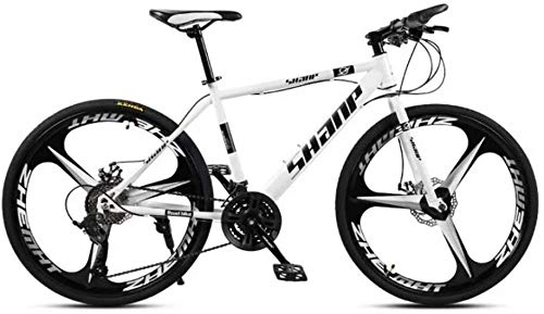 Vélos de montagnes : BECCYYLY Vélo de Montagne VTT, 24 / 26 Pouces Double Frein à Disque, Adulte VTT Pays Gearshift Vélo, VTT Semi-Rigide avec l'acier Siège réglable Carbon Blanc 3 Cutter Bicyclette