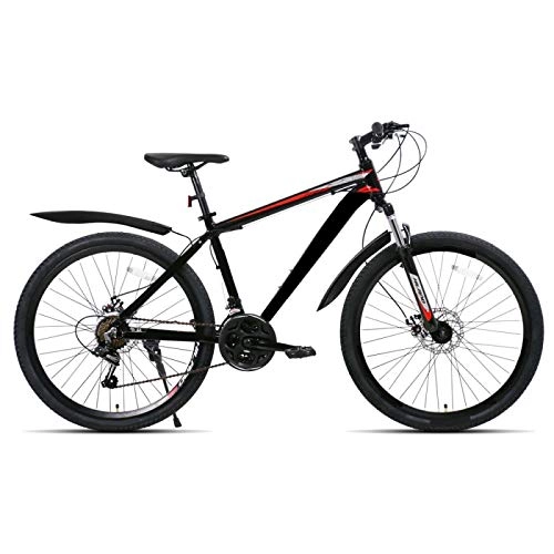 Vélos de montagnes : berglink Vélo à suspension en alliage d'aluminium 21 vitesses, double frein à disque pour VTT Noir 66 cm