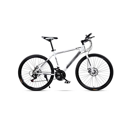 Vélos de montagnes : Bicycles for Adults Mountain Bike 30 Speed 26 inch Adult Men and Women Shock One Wheel Speed Racing Disc Brakes Off Road Student Bicycle (Color : White, Size : Large)