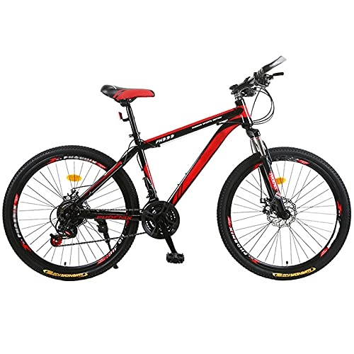 Vélos de montagnes : Bike Vélo VTT haut de gamme, 26 pouces Bike Strong VTT En Aluminium - Vélo Pour Filles Et Homme - Frein À Disque Avant Et Arrière - Dérailleur Shimano 21 Vitesses - Suspension complète, Red black